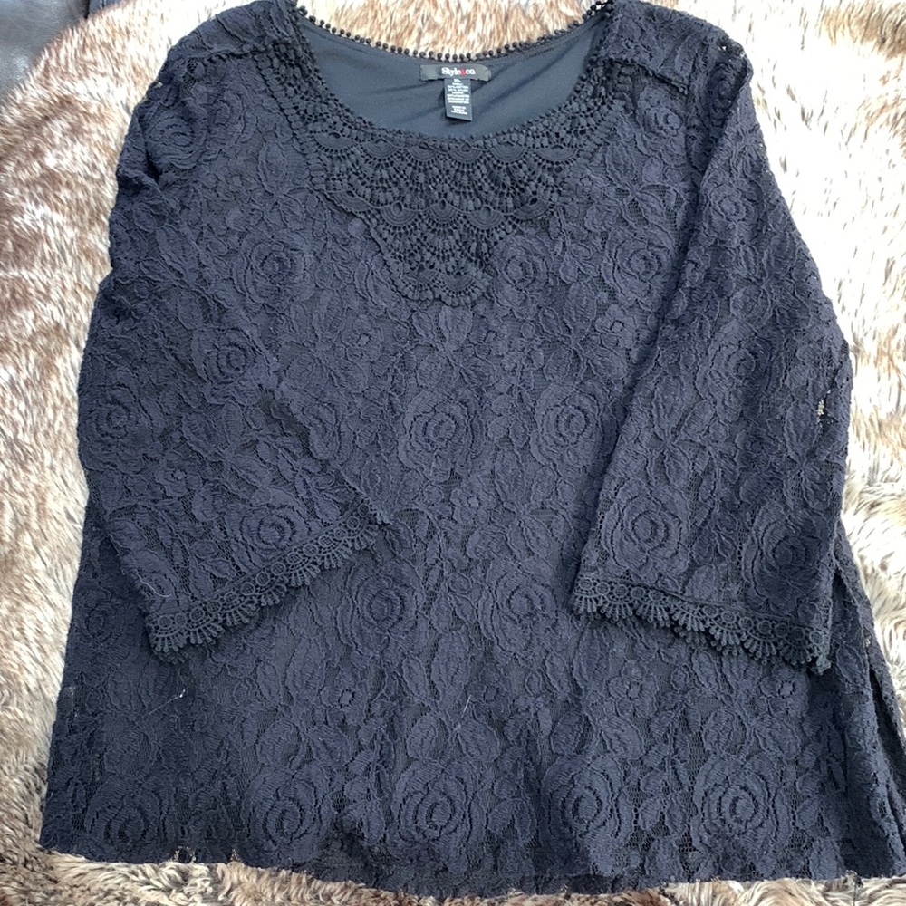 Black, Lace Top